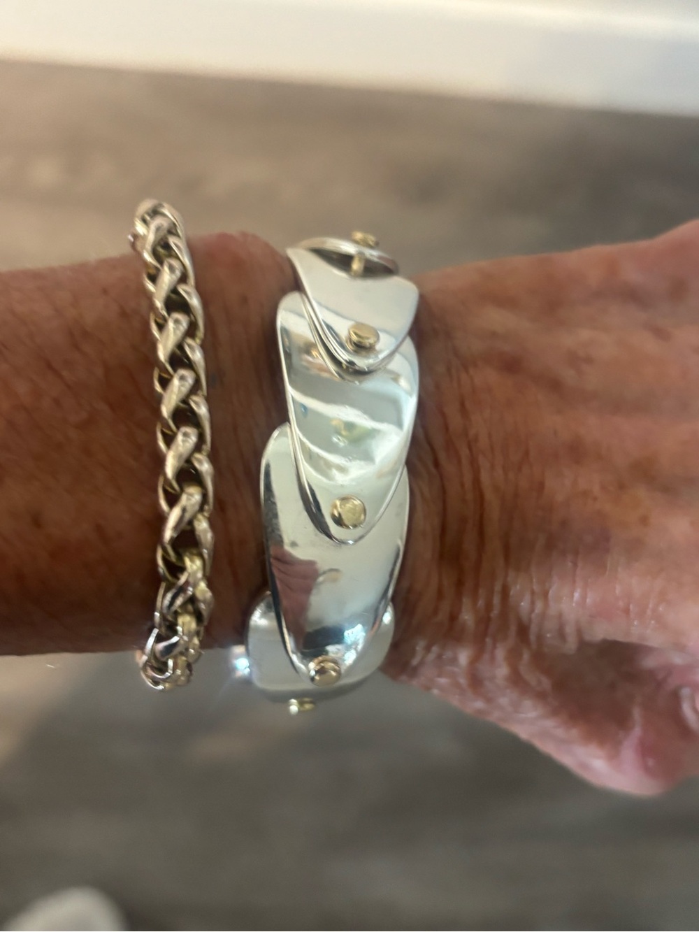 NWT Robert Lee Morris SoHo Leaf Layered Two Tone/ Silver and Gold Bracelet